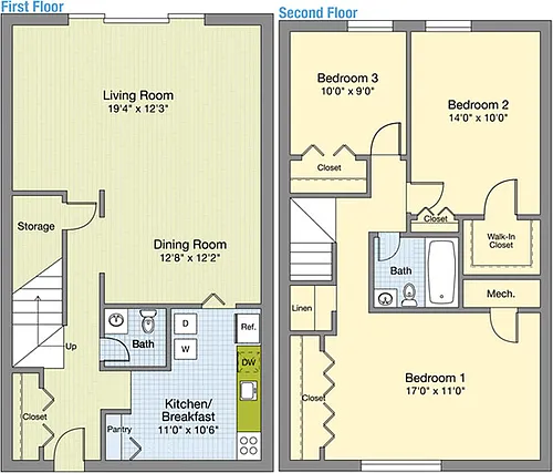 Floor plan St. Clair - Townhome with Washer and Dryer Large