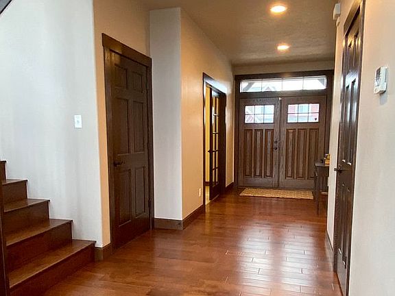 Wood stairs to second level