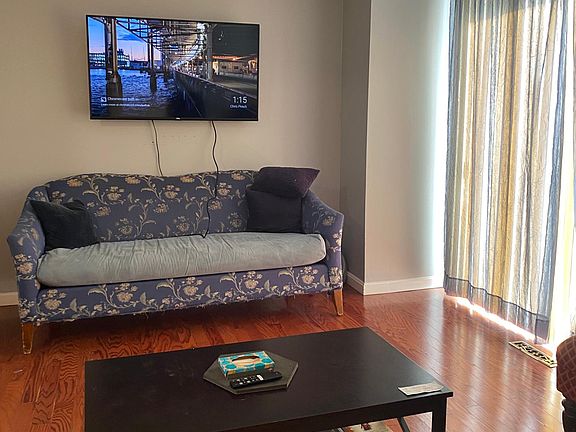 living room with exit to small deck