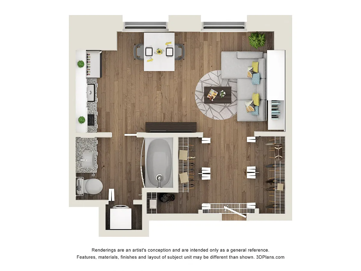 Floor plan Studio, 1 Bath