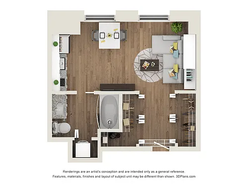 Floor plan Studio, 1 Bath