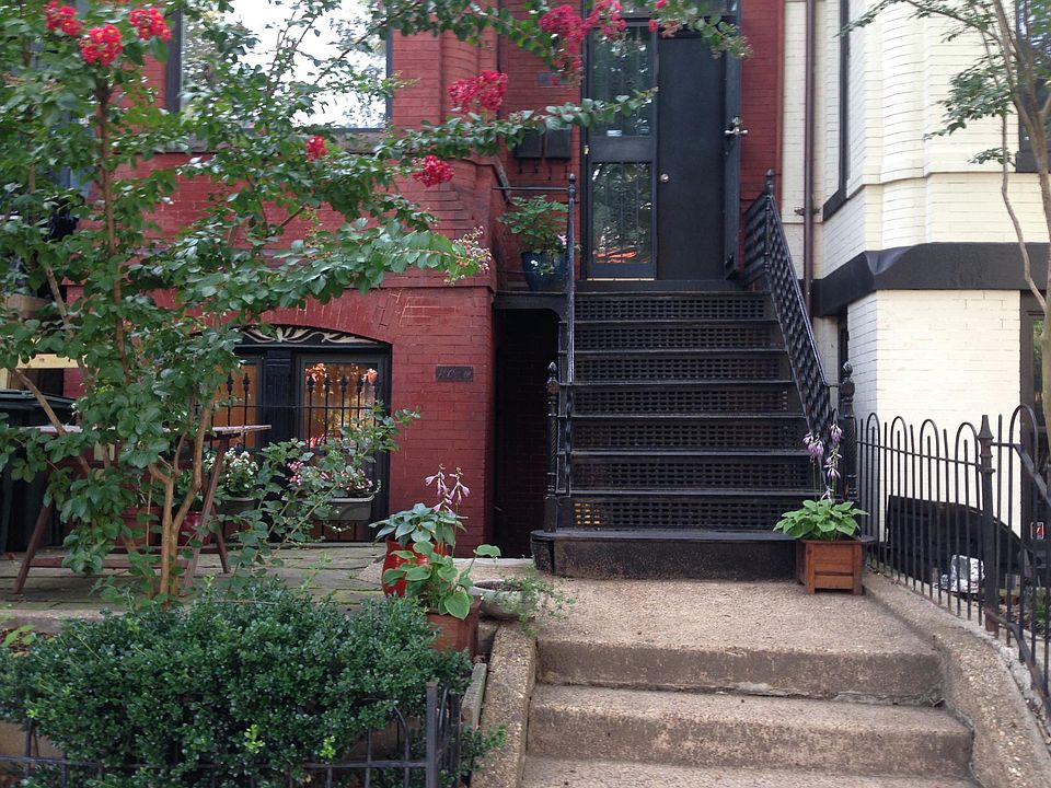 Lower level entrance to English basement apartment.