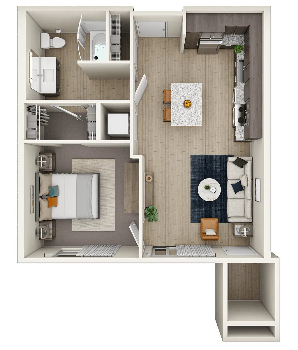 Floor plan 1 Bedroom - Income Restricted