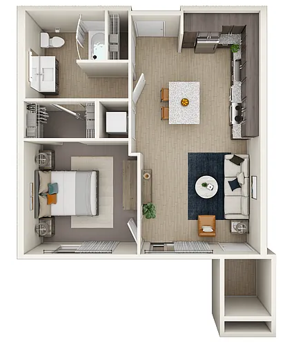 Floor plan 1 Bedroom - Income Restricted