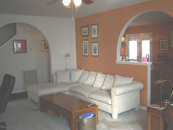 family room view to kitchen & hall