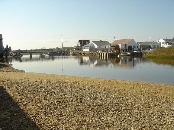 From porch looking northwest up river at low tide