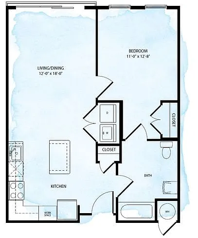 Floor plan Cornerstone A2 1 Bed 1 Bath