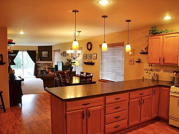 View when opening the front door, open to dining area and living room.