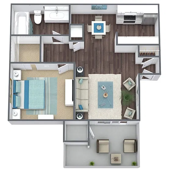 Floor plan A1: 1 Bed 1 Bath