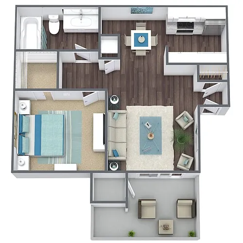 Floor plan A1: 1 Bed 1 Bath
