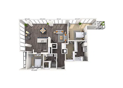 Floor plan Luxury 2x2 1302-1753 SF