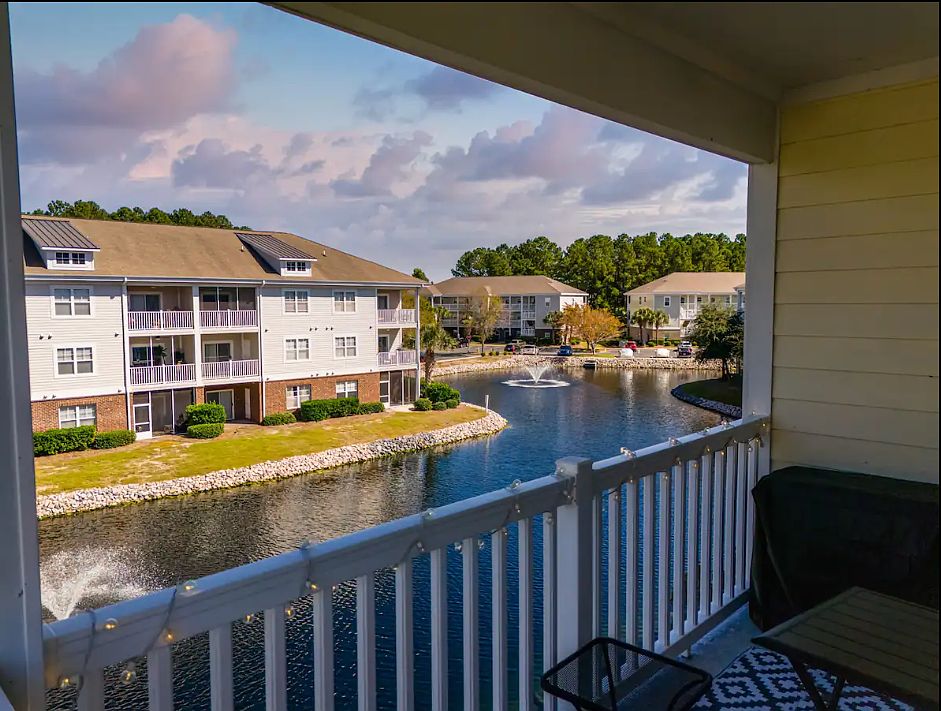 A gorgeous view from the private balcony as the sun begins to set in North Myrtle Beach.