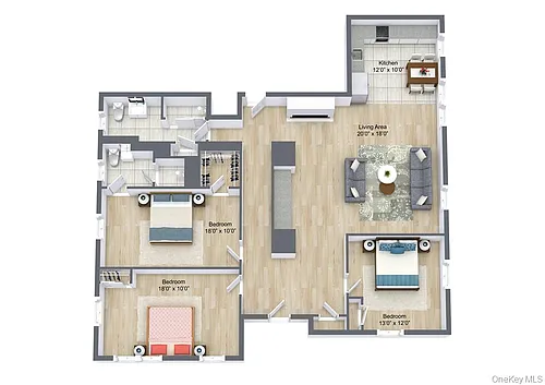 Floor plan 3 Beds, 2 Baths