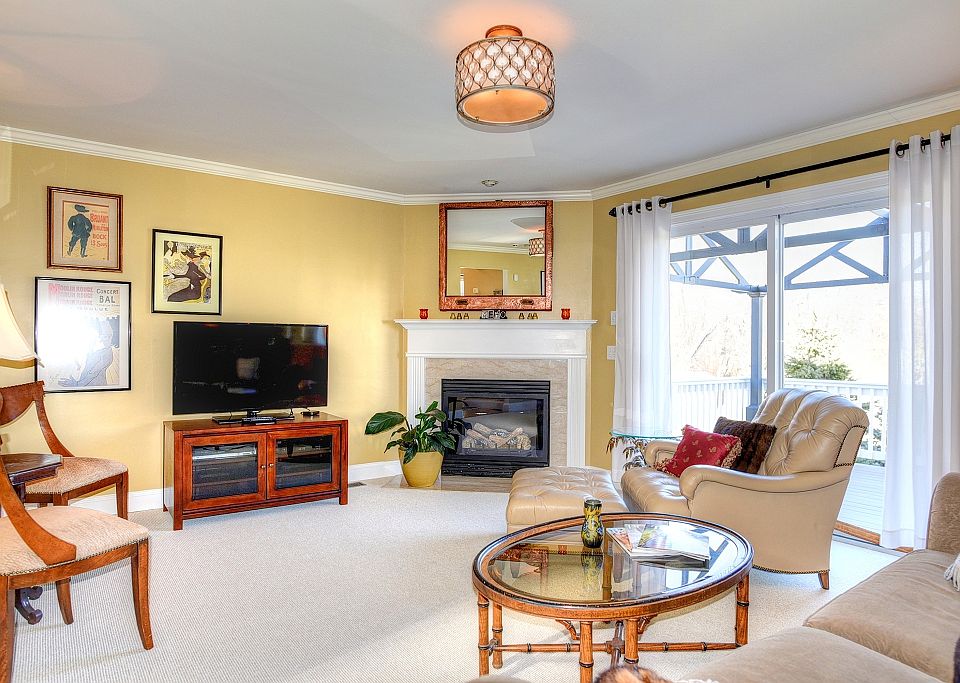 family room with fireplace