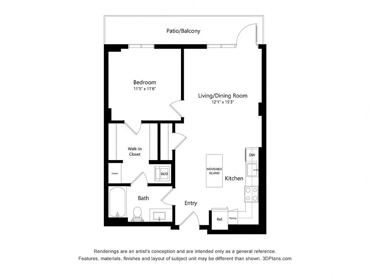 Floor plan A012 - 1 Bedroom