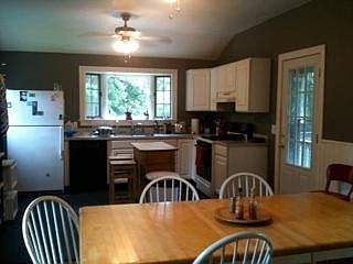 The kitchen and dining room