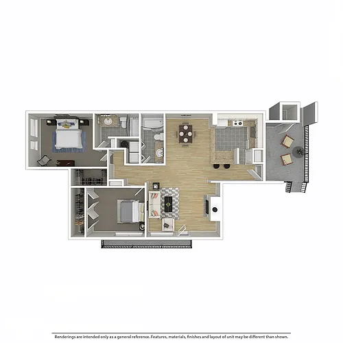 Floor plan 2 Bedroom, 2 Bath