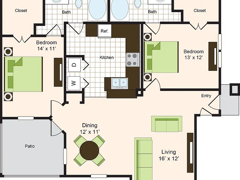 D1 | 2x2 | 1097 sq ft D1 | 2x2 | 1097 sq ft