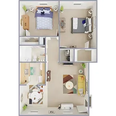 Floor plan Two Bedroom 60% AMI