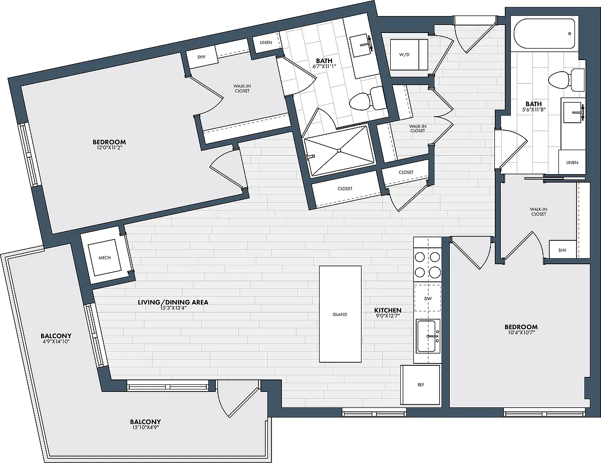 Floor plan 2 Bed/2 Bath-B1