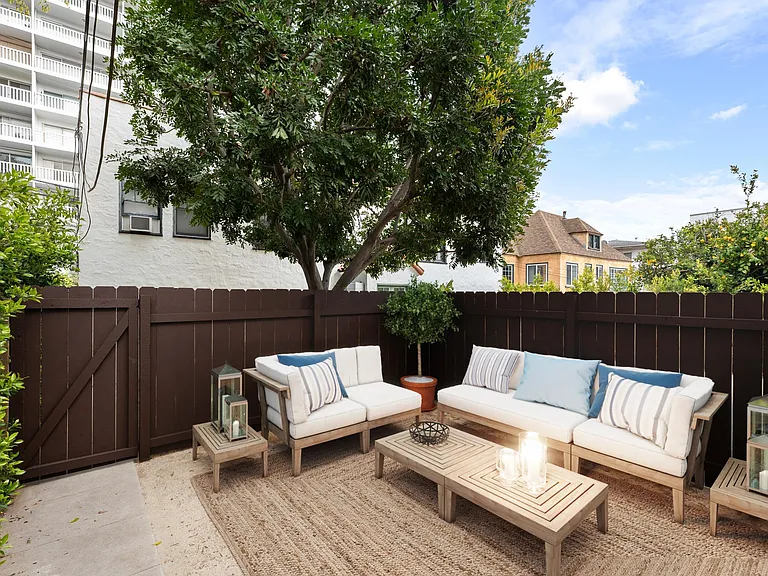 Private patio in backyard with direct access to unit