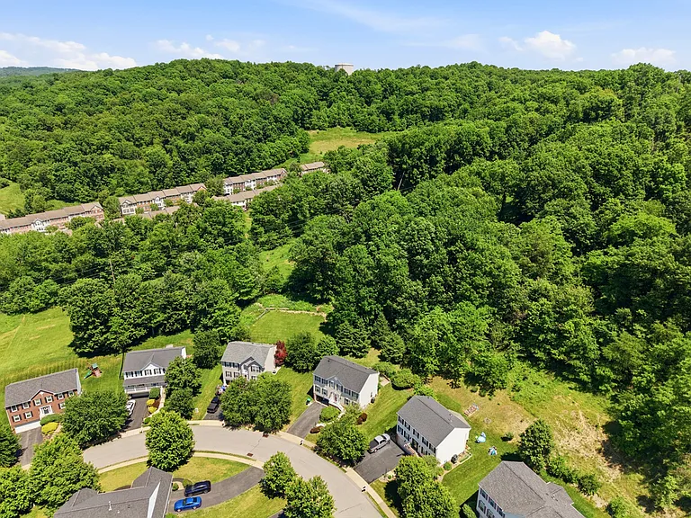 House sits at the top of a hill and below a forest. This makes it a very quiet area.