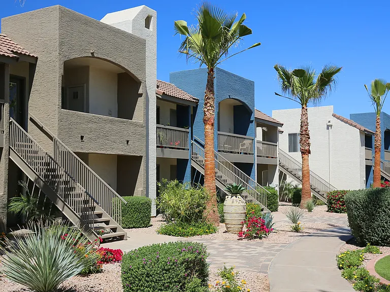 Immerse yourself in the vibrant aesthetics of our apartment community, where Southwestern elegance inspired by the desert landscape shines through in our freshly painted building exteriors and oversized patios/balconies for all residents.