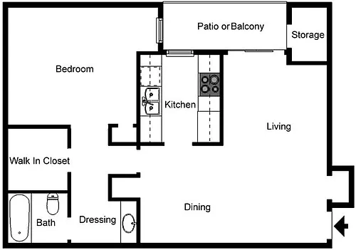 Floor plan 1 Bedroom 1 Bath