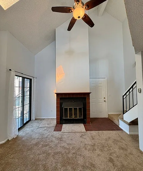 Living room and fireplace