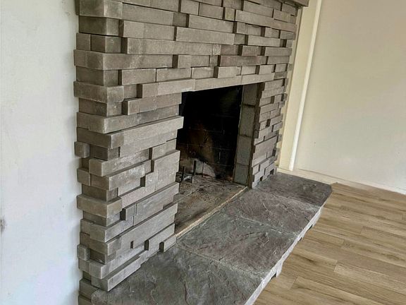 Modern wood burning fireplace