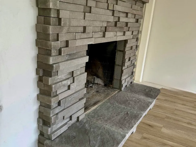 Modern wood burning fireplace