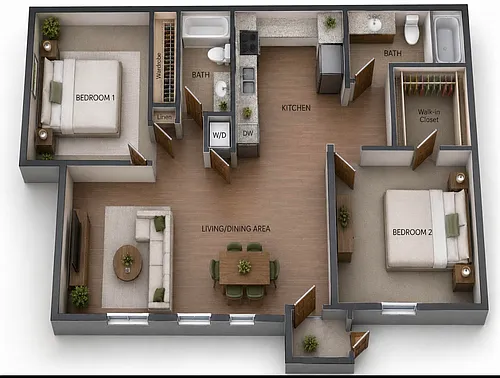 Floor plan 2 Bedroom 2 Bathroom