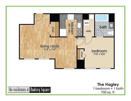 Floor plan Hagley One Bedroom One Ba