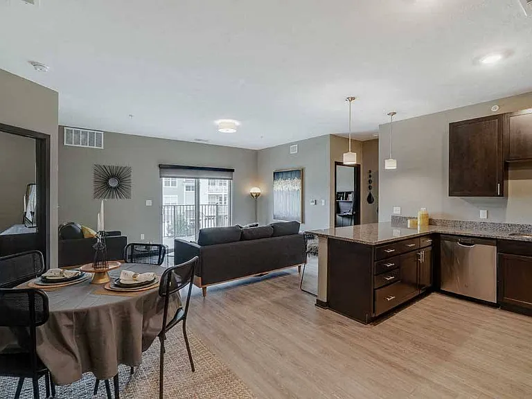 Enjoy a spacious open-plan living area that's just steps away from the kitchen.