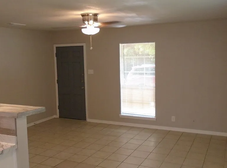 View of the living room from the kitchen.