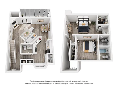 Floor plan 2 Bed/ 2.5 Bath B1