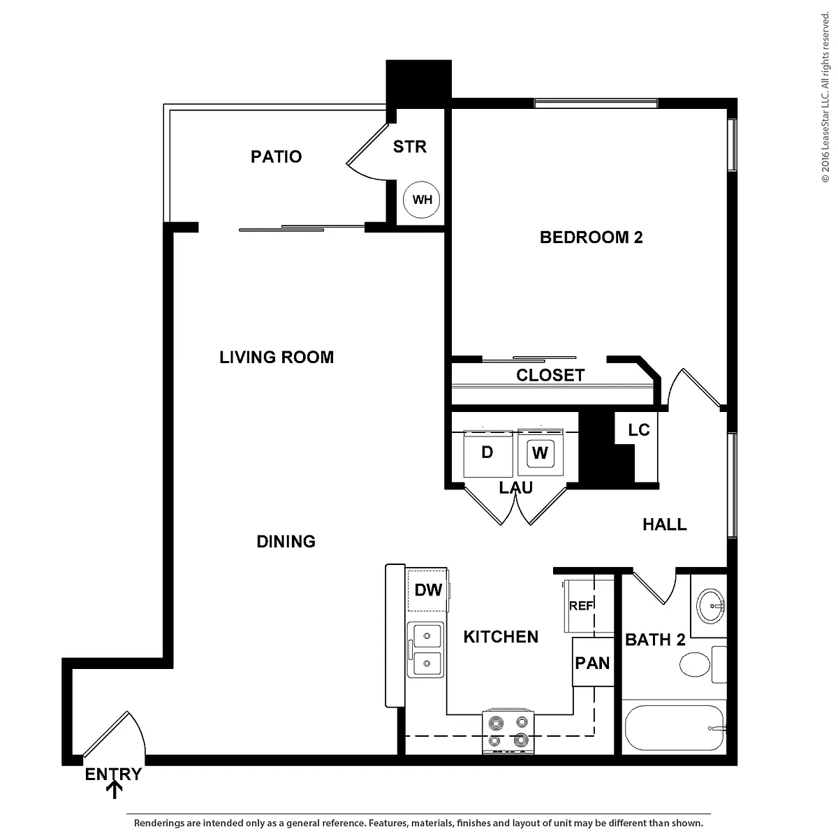 Floor plan 1 Bedroom 1 Bath Plan C