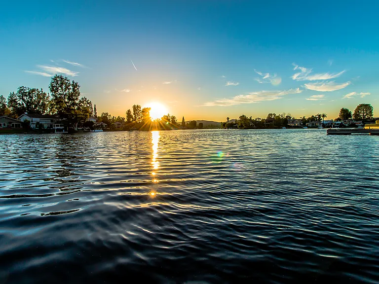 Lake view from The Landing which is walkable from home and has three great restaurants and shops
