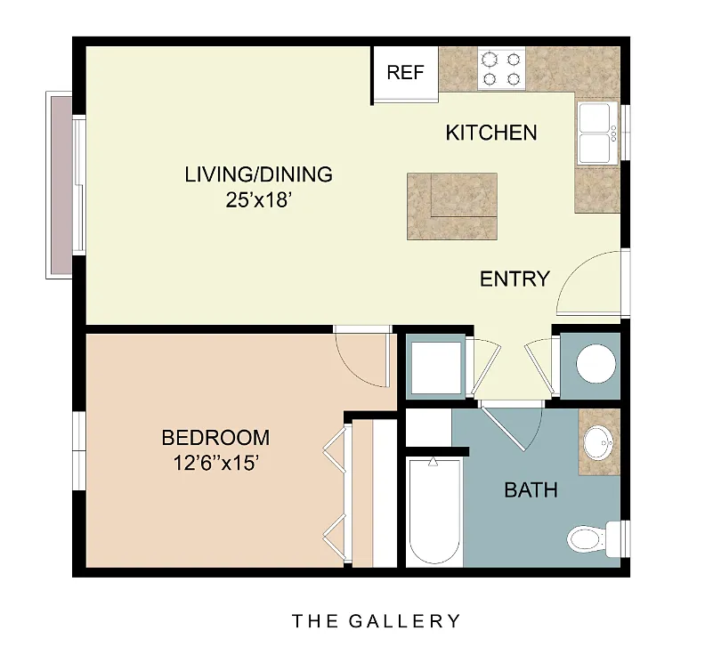 Floor plan 1Bed 1Bath