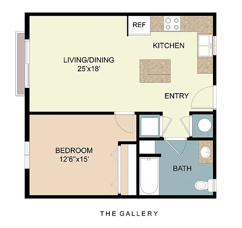 Floor plan 1Bed 1Bath