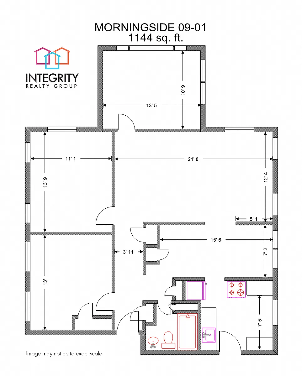 Floor plan Morningside 2 Bedroom 1 Bath