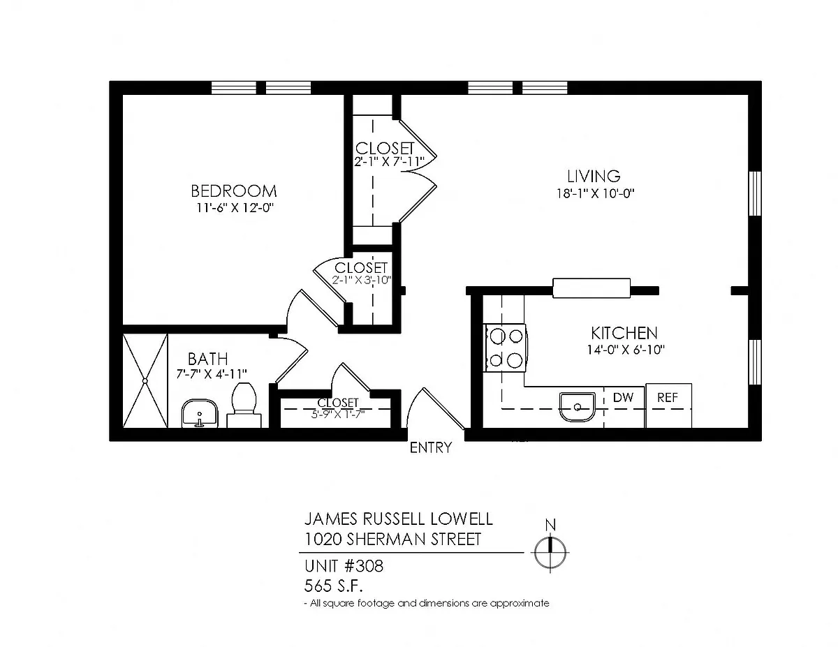 Floor plan One Bedroom, One Bath