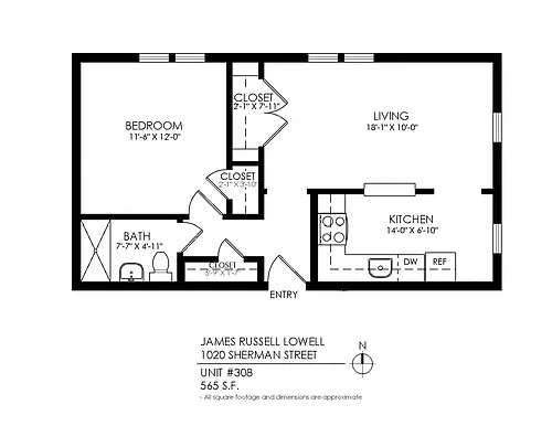 Floor plan One Bedroom, One Bath
