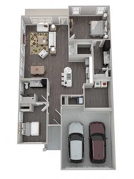 Floor plan 2 Bedroom - 2 Bath (no basement)