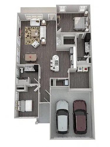 Floor plan 2 Bedroom - 2 Bath (no basement)