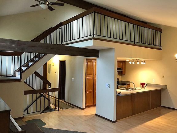 kitchen with loft overhead