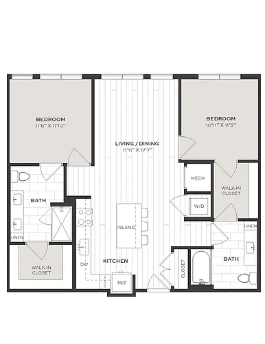 Floor plan 2 Bed/2 Bath-B1