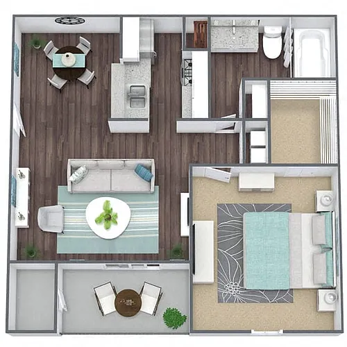 Floor plan A2: 1 Bed 1 Bath