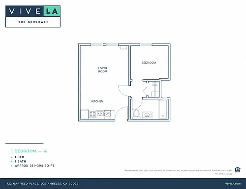 Floor plan 1 Bed / 1 Bath