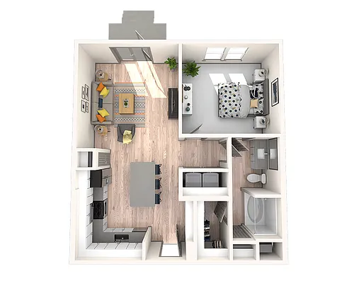 Floor plan One Bedroom A1C